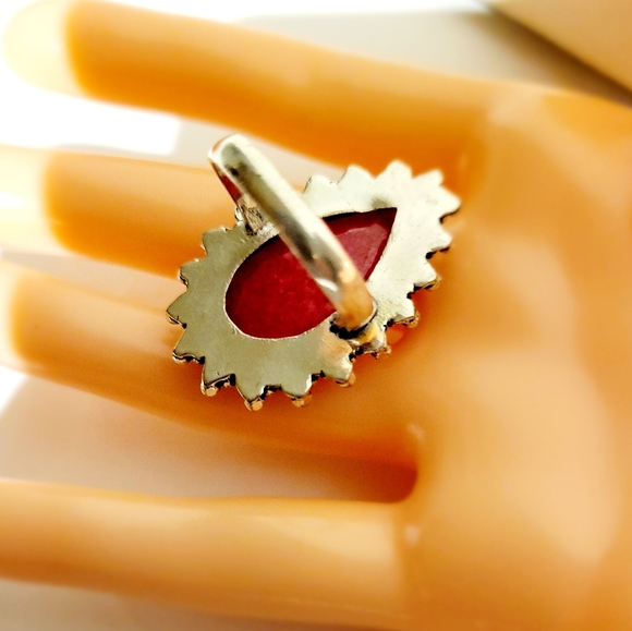 Natural Raw Cut Ruby 925 Silver Ring - Picture 9 of 12